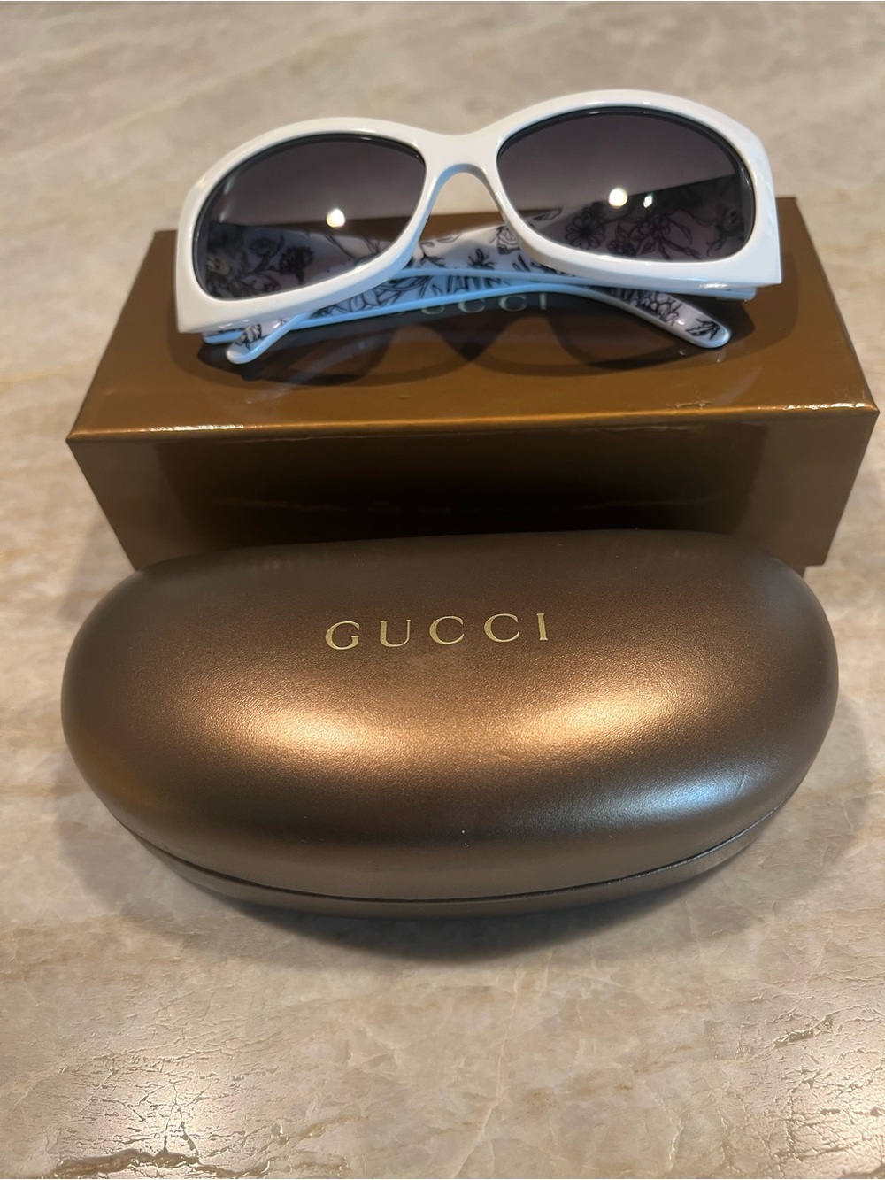 Gucci White Frame Sunglasses